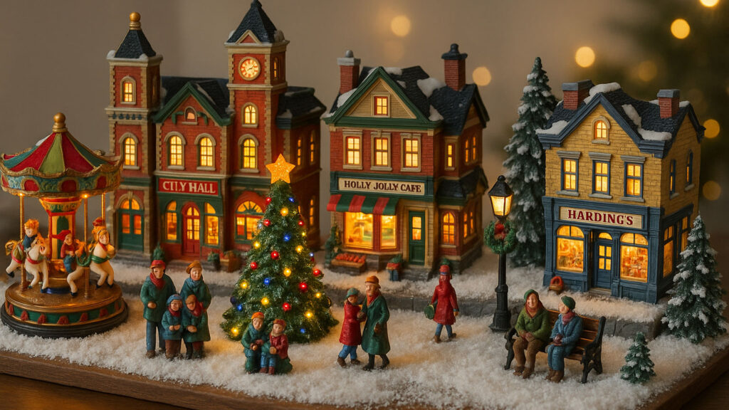 How to Use Tabletop Lemax Pieces in a Compact Downtown Scene